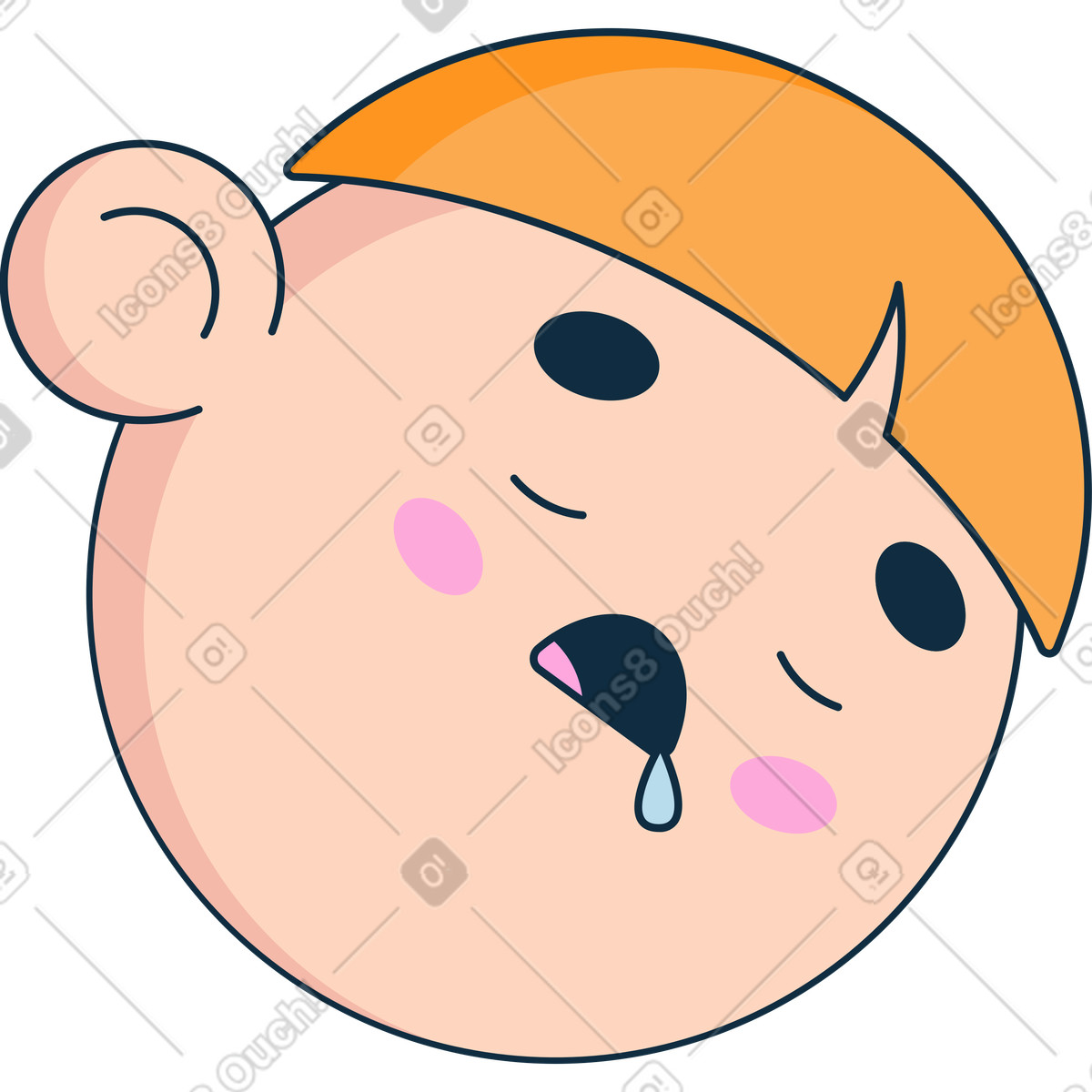 下载 Bubble gum 风格的 睡着的男孩头 插画，支持 PNG、SVG 格式