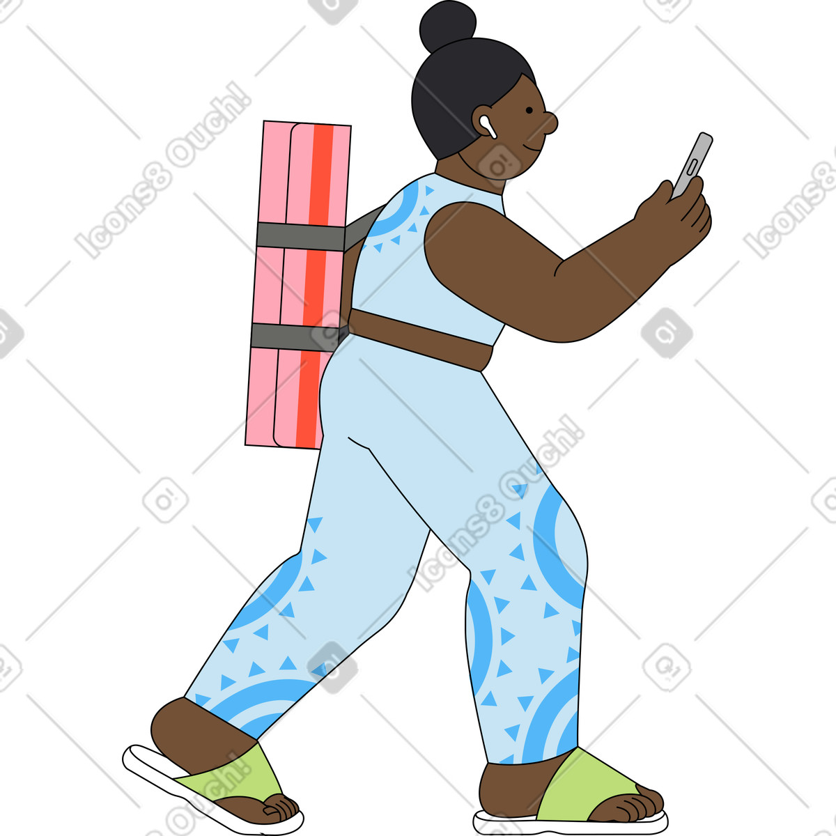 Ilustración Mujer yendo al gimnasio en estilo Kindy a descargar en PNG y SVG