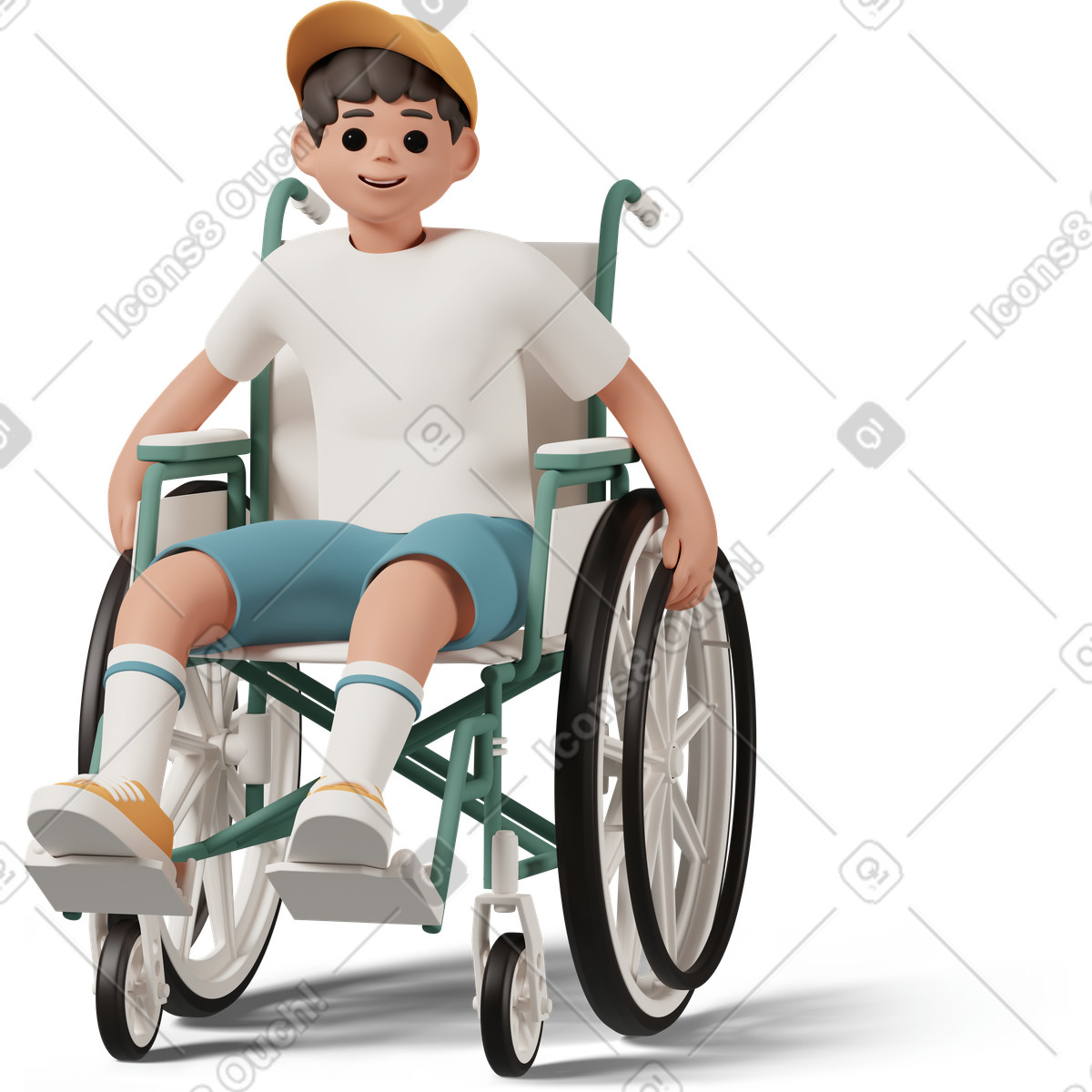 Ilustração de Boy sitting in wheelchair em no estilo 3D Casual life para baixar em PNG, SVG