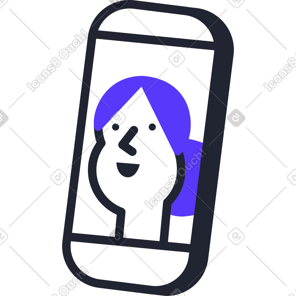 Ilustración animada Telefono con rostro de mujer en estilo Pablita a descargar en GIF, Lottie (JSON), AE
