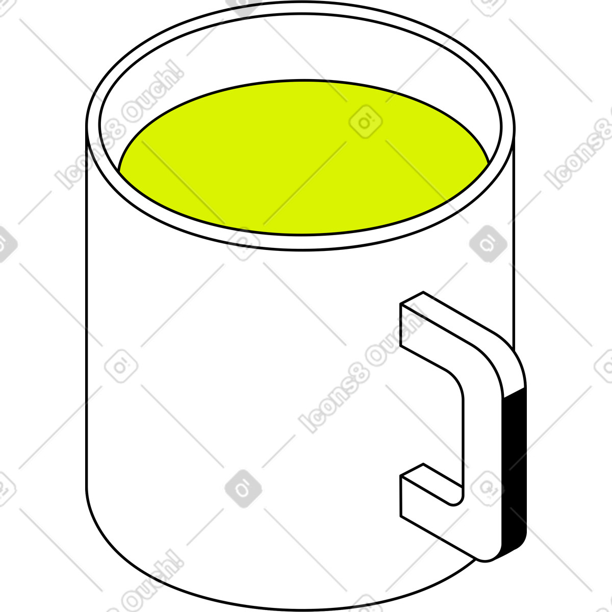Coffee mug illustration in Isometric style download in PNG, SVG