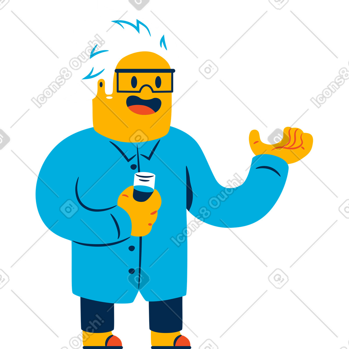 Scientist illustration in Flame style download in PNG, SVG