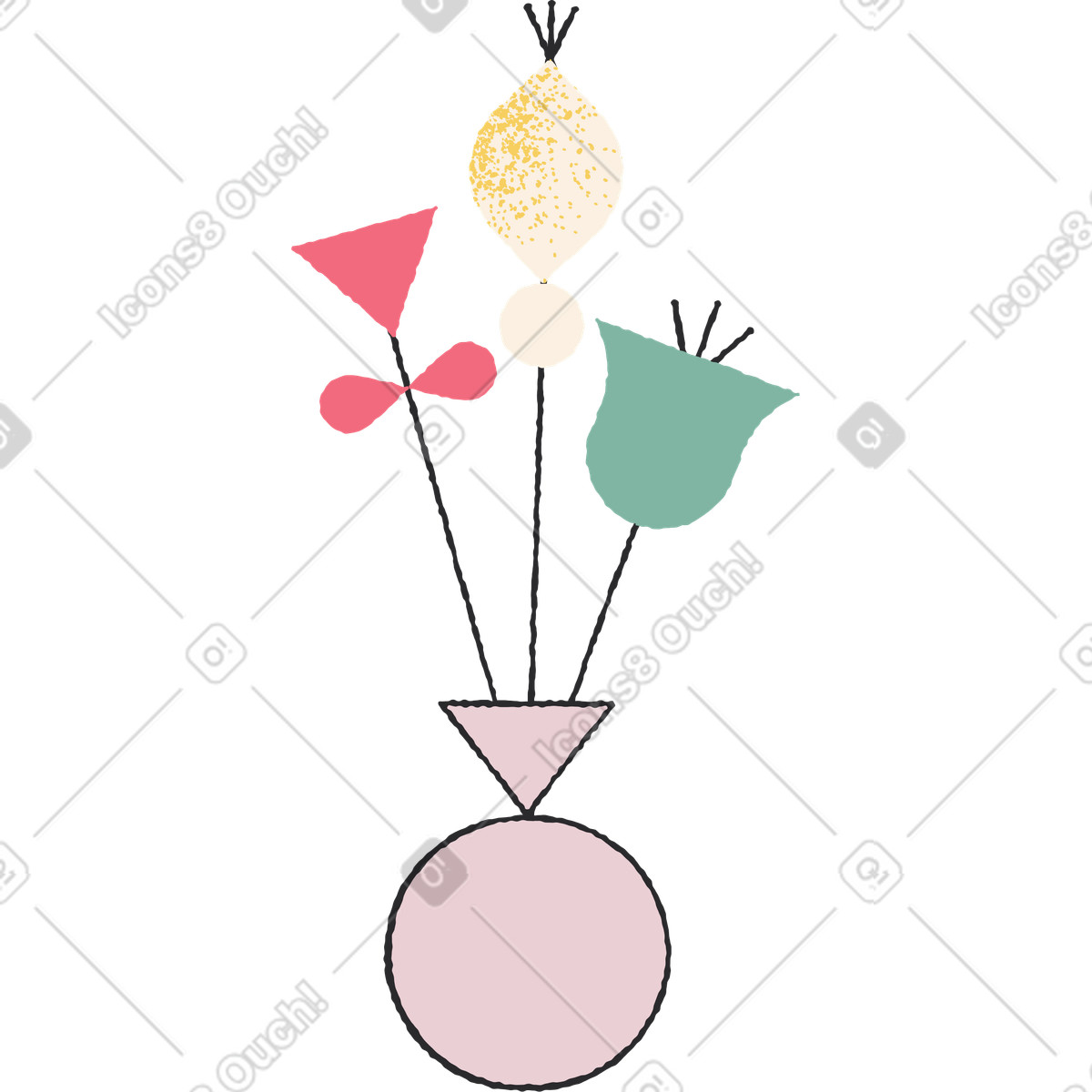 Blumen in der vase-Illustration im Pablo-Stil als Download PNG, SVG