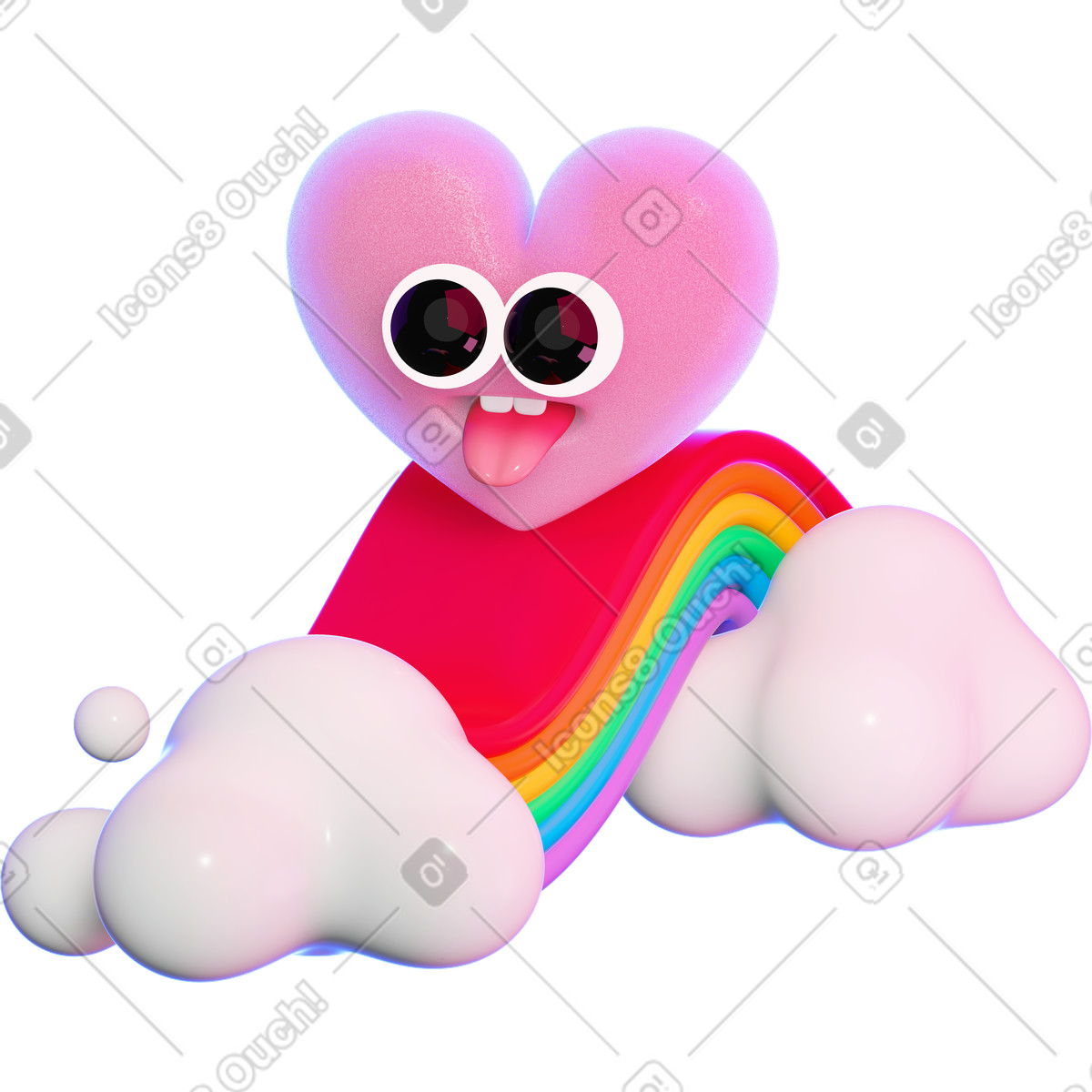 Illustration Coeur sur un toboggan arc-en-ciel dans le style 3D Holidays à télécharger aux formats PNG, SVG