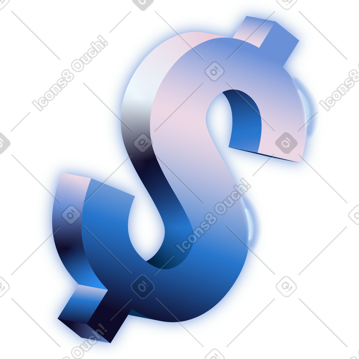 Illustration Signe dollar dans le style Dimension à télécharger aux formats PNG, SVG