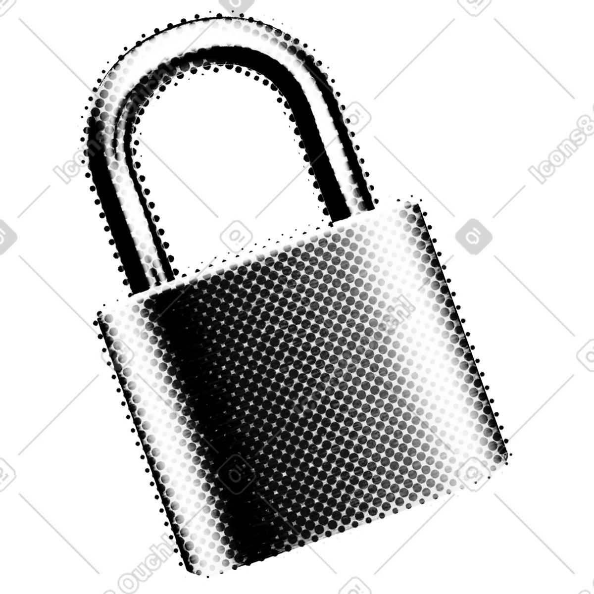 Steel lock illustration in PNG, SVG