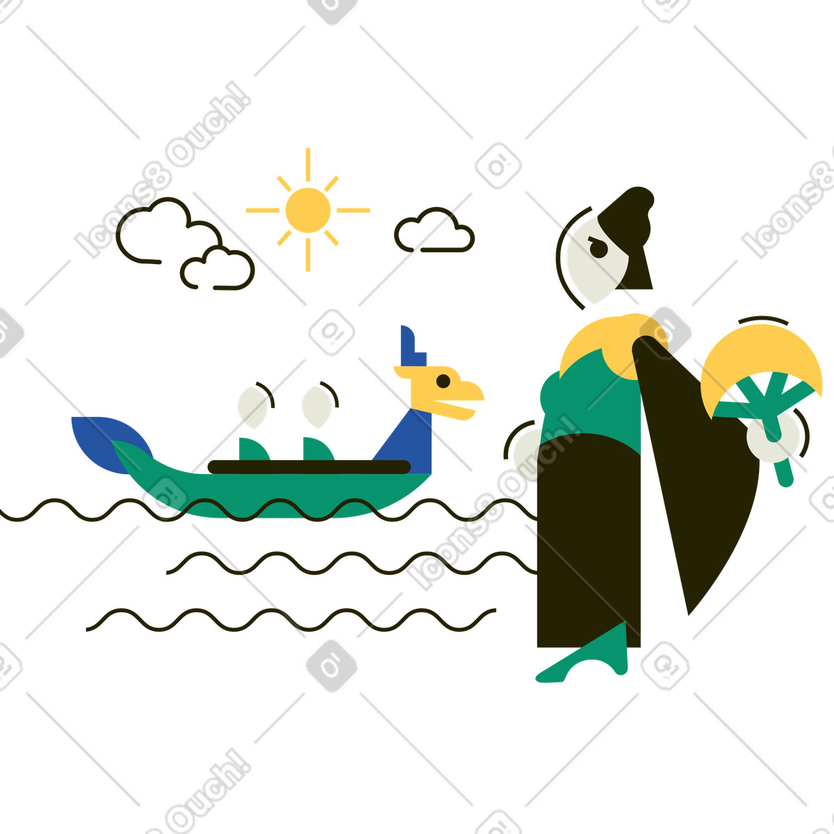 Ilustración Celebración del festival barco dragón en estilo Spot a descargar en PNG y SVG