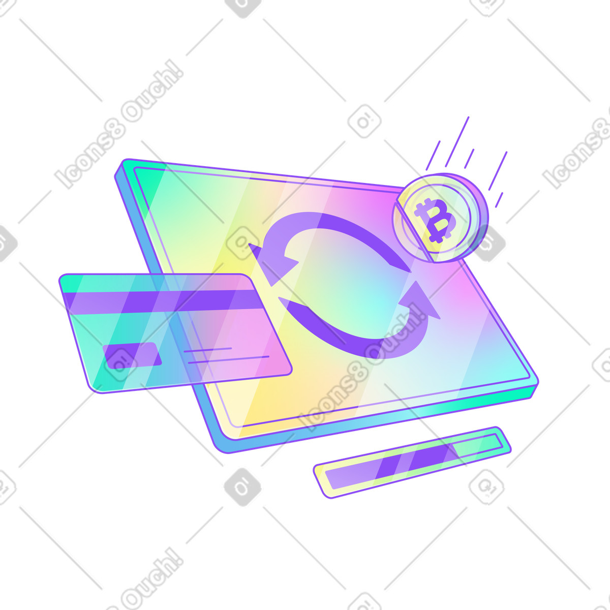 Online payment or transaction with bitcoin illustration in PNG, SVG