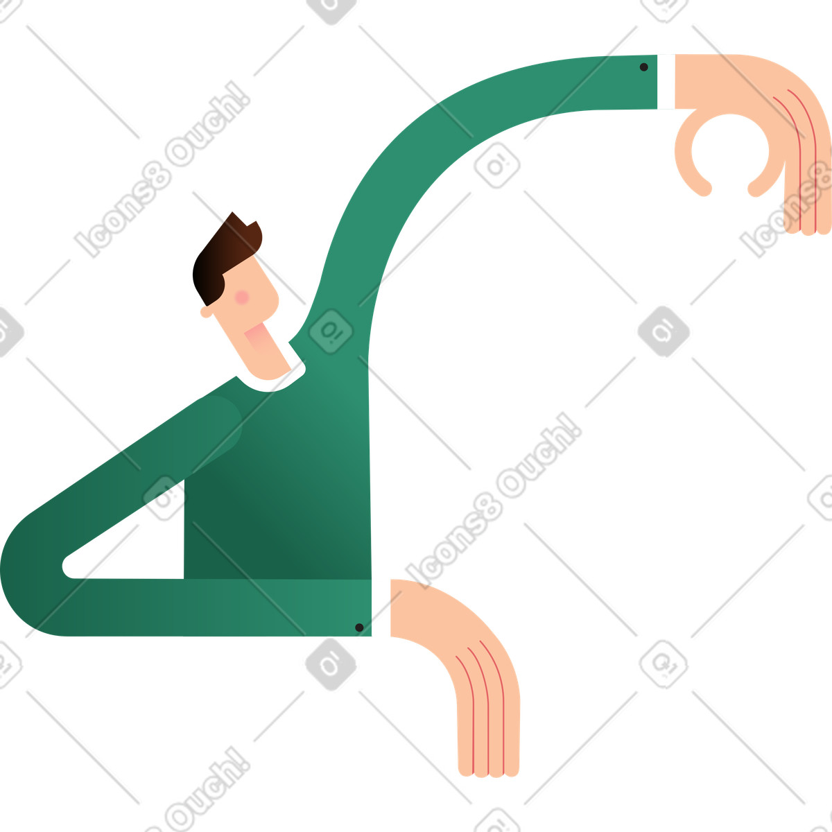 Ilustração de Homem suéter verde está segurando algo em no estilo Wavy para baixar em PNG, SVG