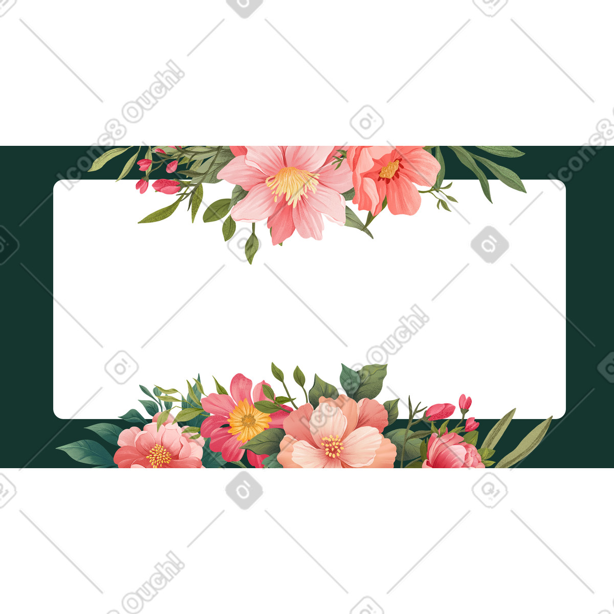 Illustration Pink flowers framing white copy space, Wedding invitation template dans le style Floral à télécharger aux formats PNG, SVG