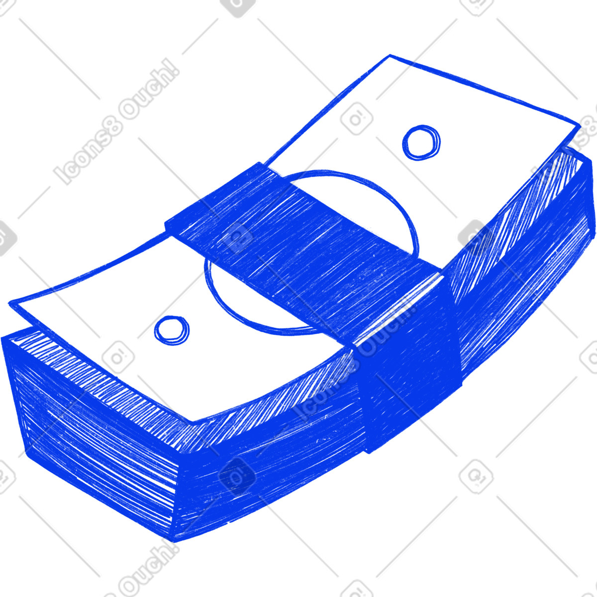 Biro スタイルの Stack of blue bills のイラストをPNG、SVG形式でダウンロード