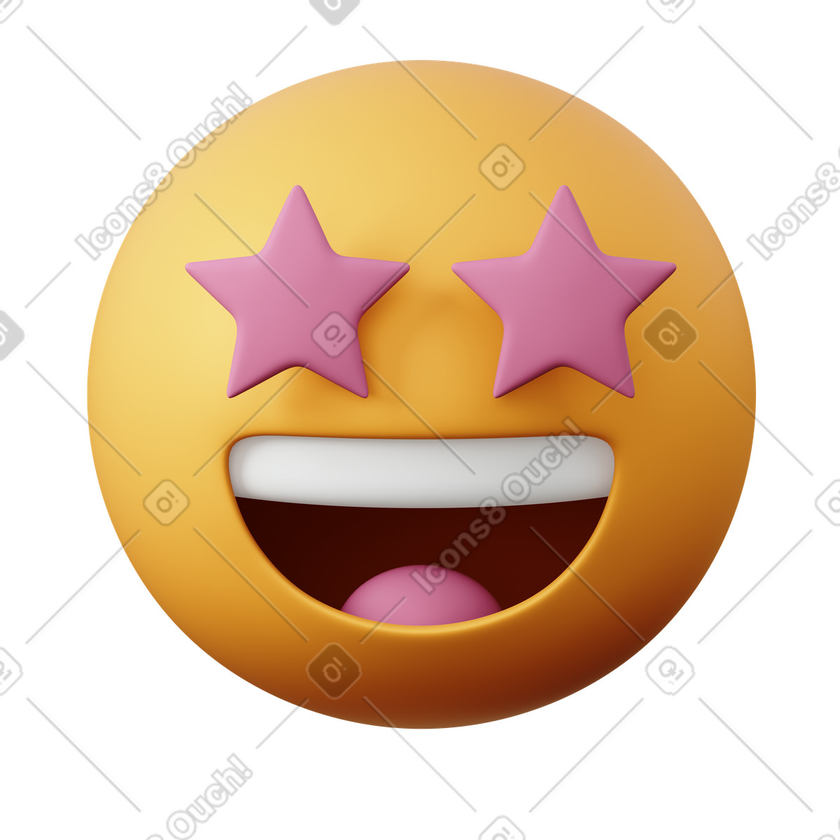 Ilustración Emoji deslumbrado en estilo 3D Sugary a descargar en PNG y SVG