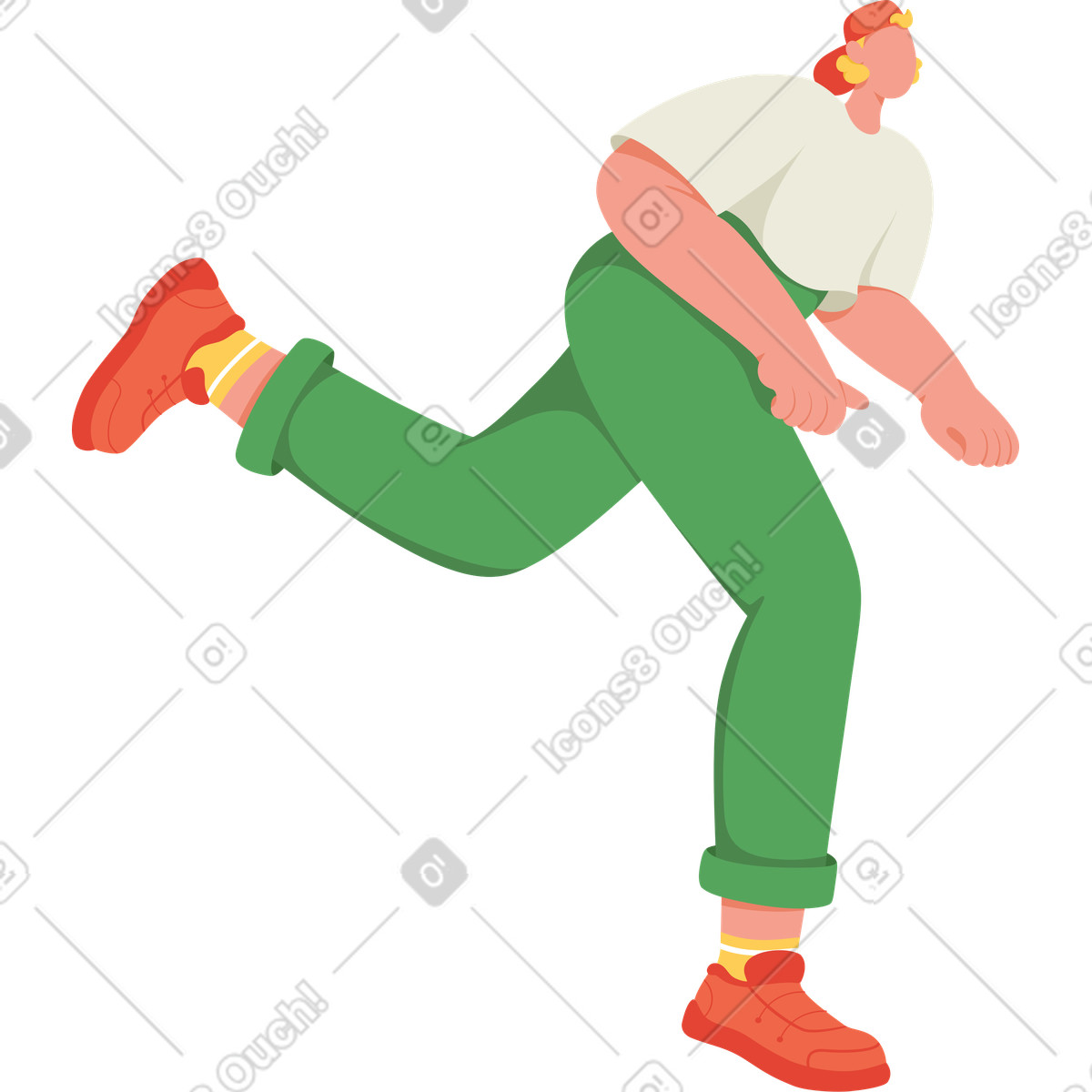 Mann mit nach hinten geworfenem bein-Illustration im Social-Stil als Download in PNG, SVG