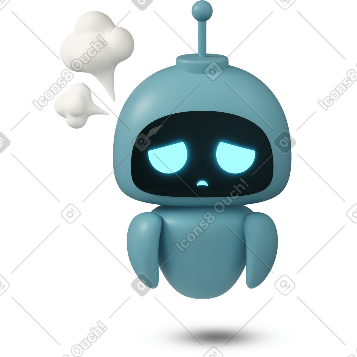Ilustración Sad and confused gpt robot en estilo 3D Casual life a descargar en PNG y SVG