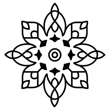 A symmetrical mandala design made entirely of geometric line art