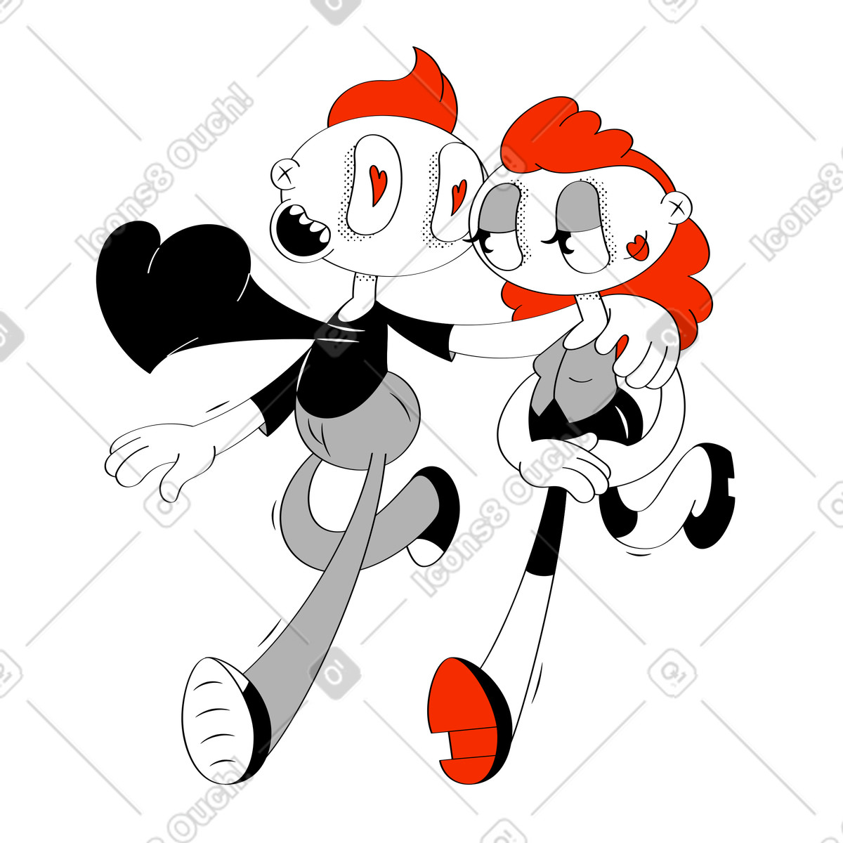 Ilustração de Namorando casal apaixonado em no estilo Looney para baixar em PNG, SVG