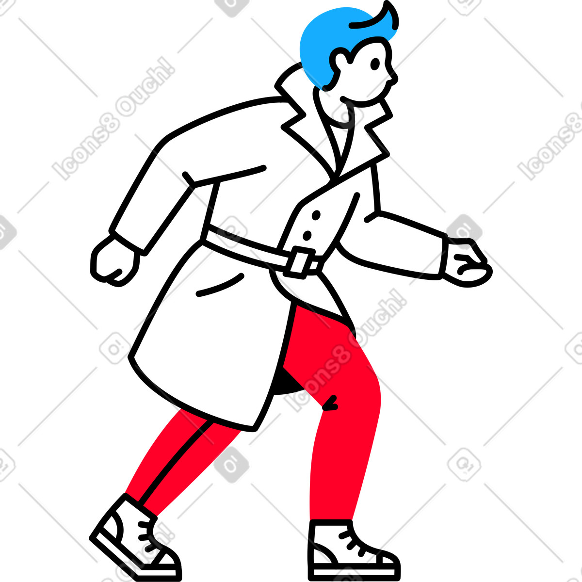 Man in a trench coat illustration Transistor style download PNG, SVG