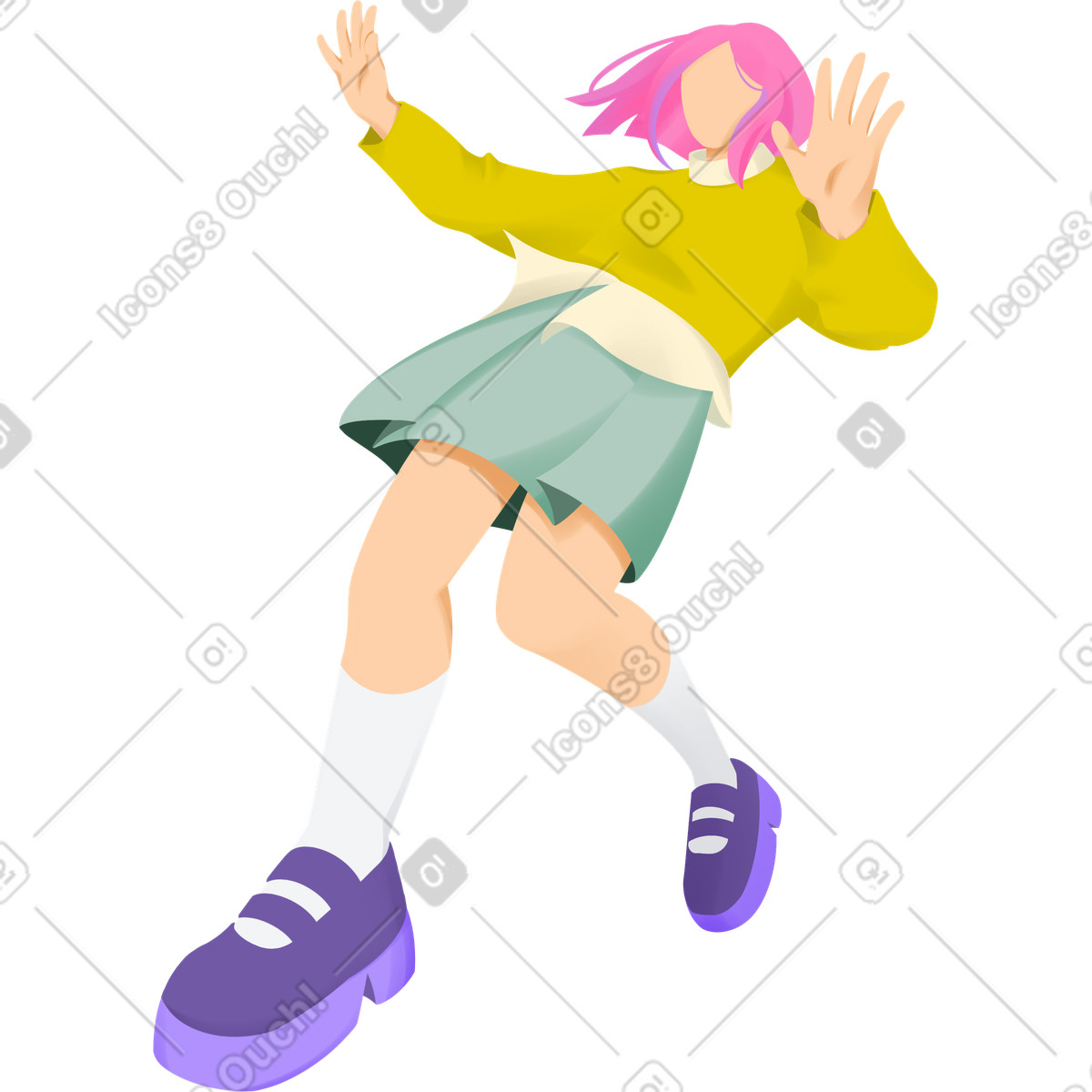 스타일의 Person in action pose with arms up and dynamic movement 일러스트레이션 PNG, SVG 다운로드