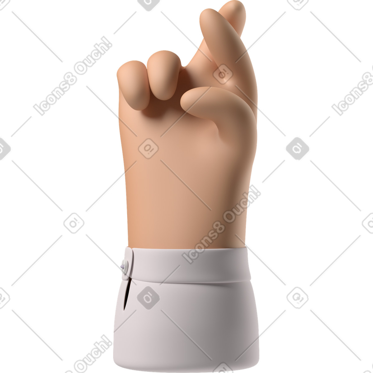 Ilustración Mano de piel bronceada con los dedos cruzados en estilo 3D Hands Fun&Wild a descargar en PNG y SVG