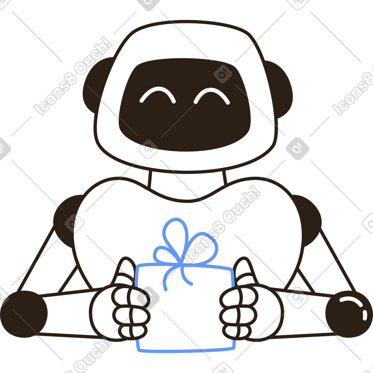 Roboter mit geschenk-Illustration im Plain-Stil als Download in PNG, SVG