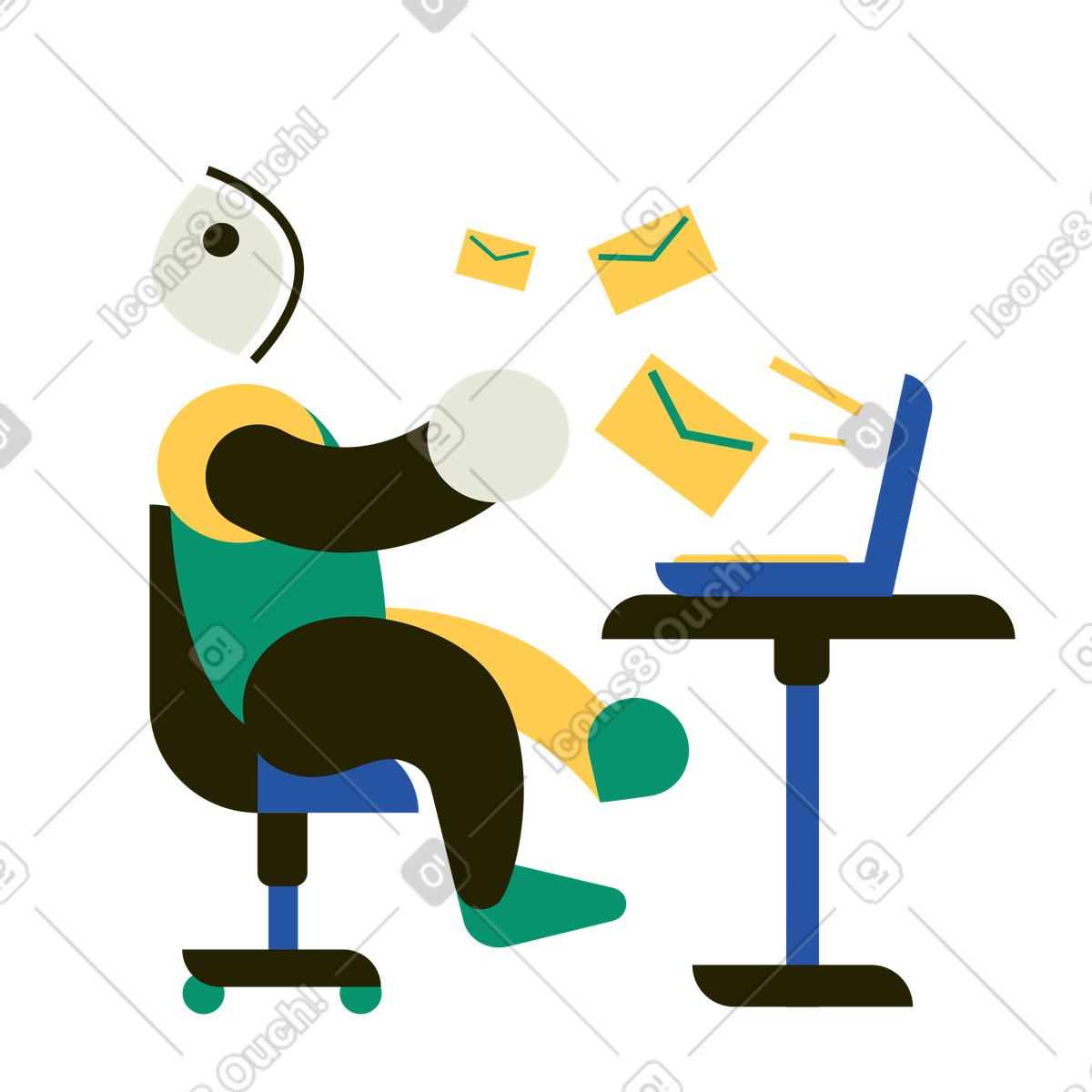 Uomo che riceve posta indesiderata sul portatile illustrazione in stile Spot scarica in PNG, SVG
