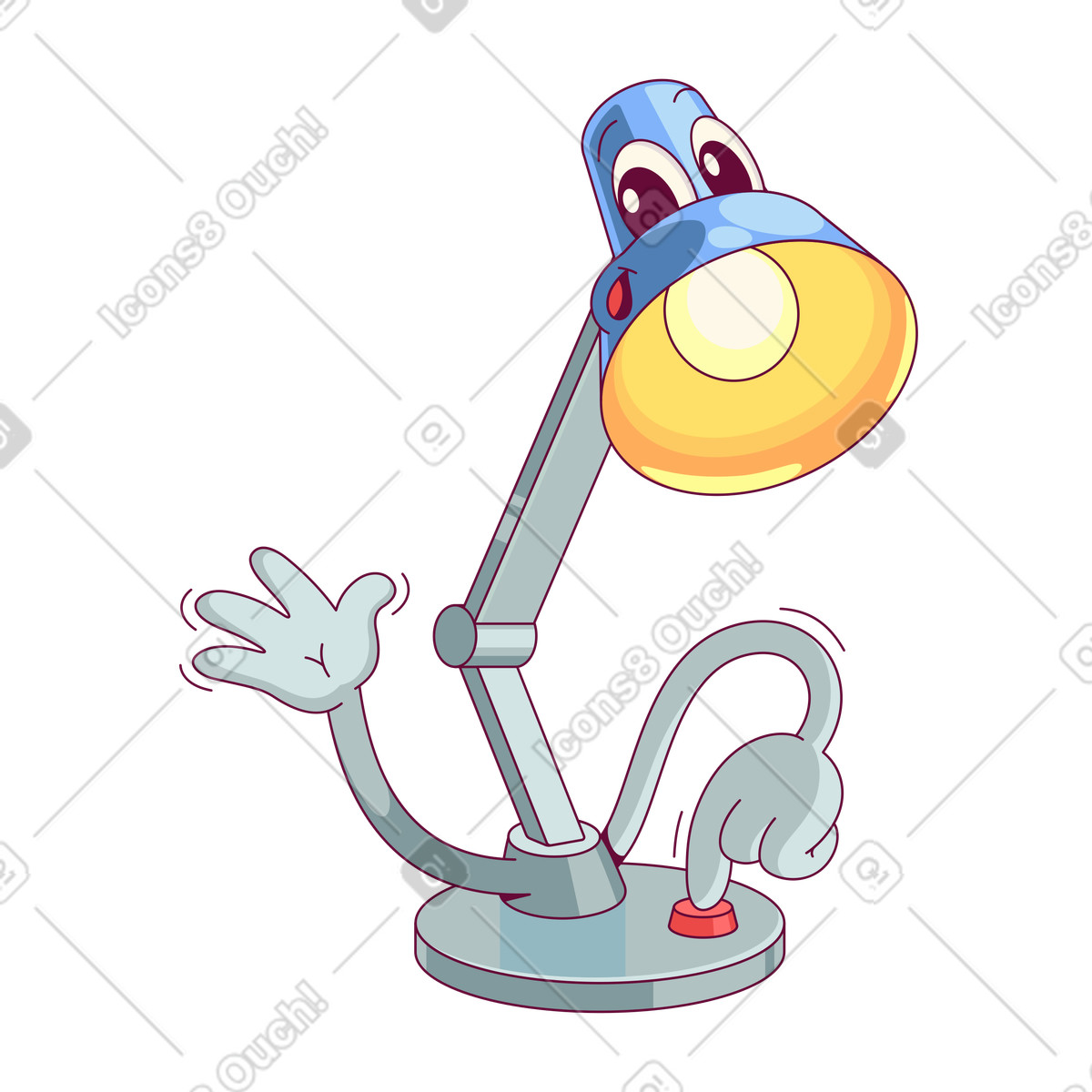 Lampe winkt zum abschied-Illustration im Handy-Stil als Download in PNG, SVG