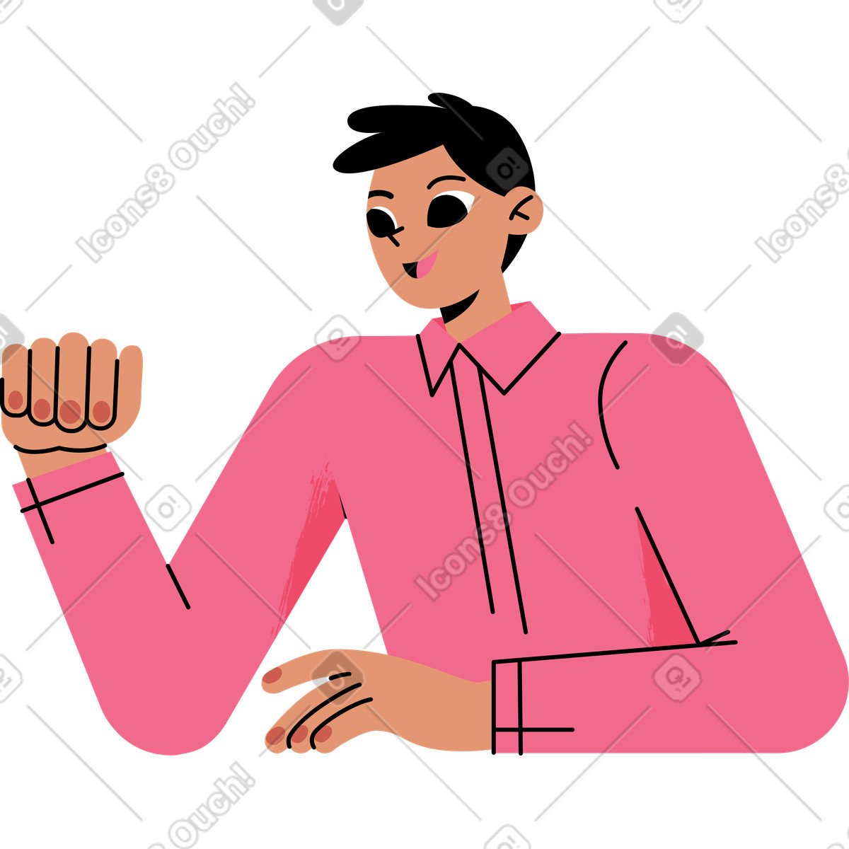 Mann im rosa hemd-Illustration Juicy-Stil als Download in PNG, SVG
