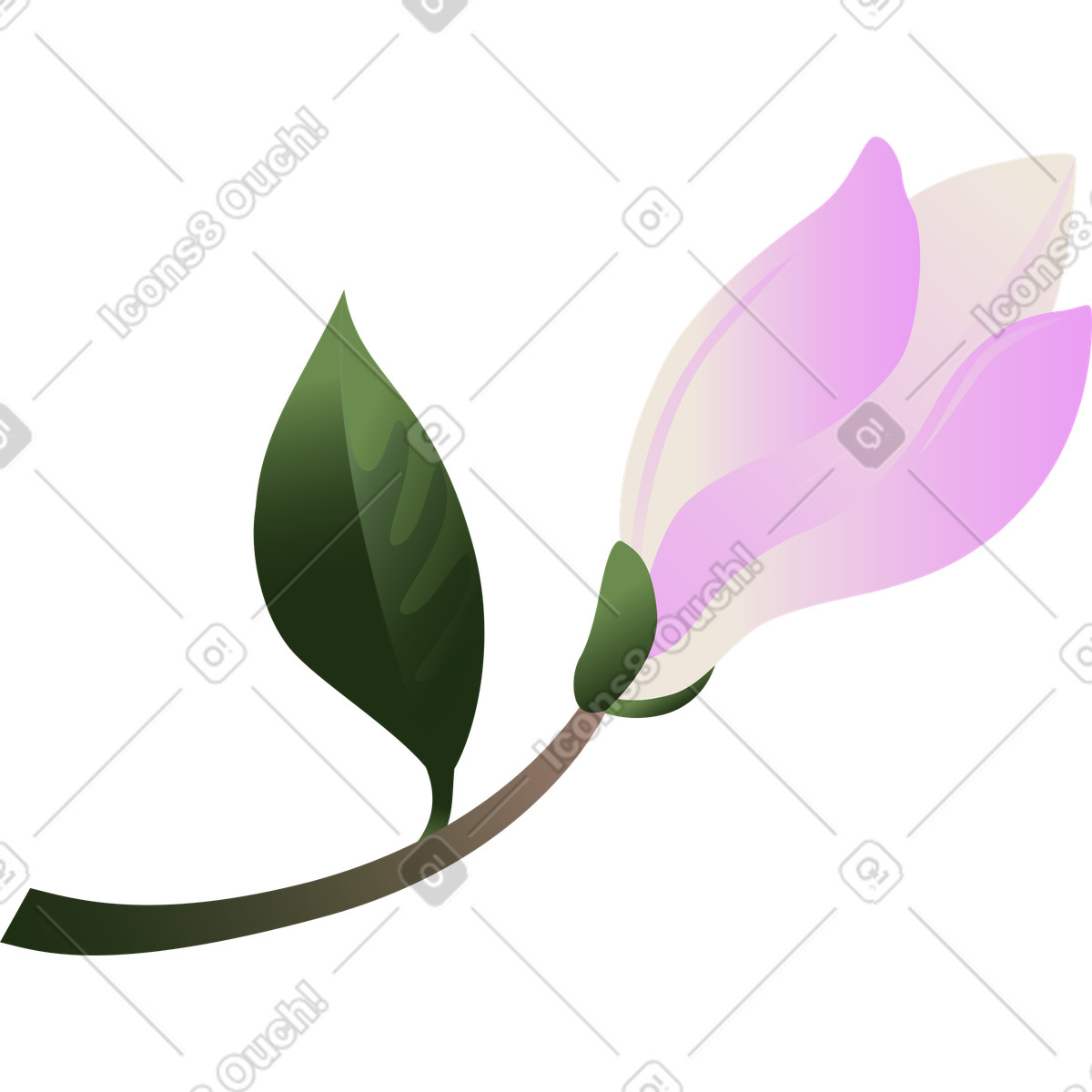 Illustration Petit bourgeon de magnolia sur une brindille dans le style Blossom à télécharger aux formats PNG, SVG
