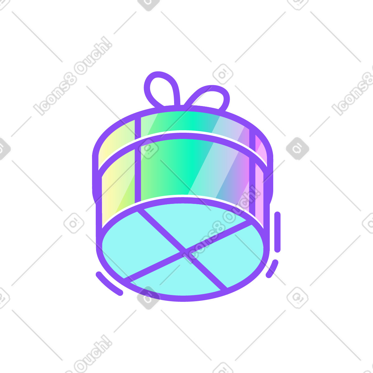 Ilustración Caja de regalo redonda en estilo Holographic a descargar en PNG y SVG