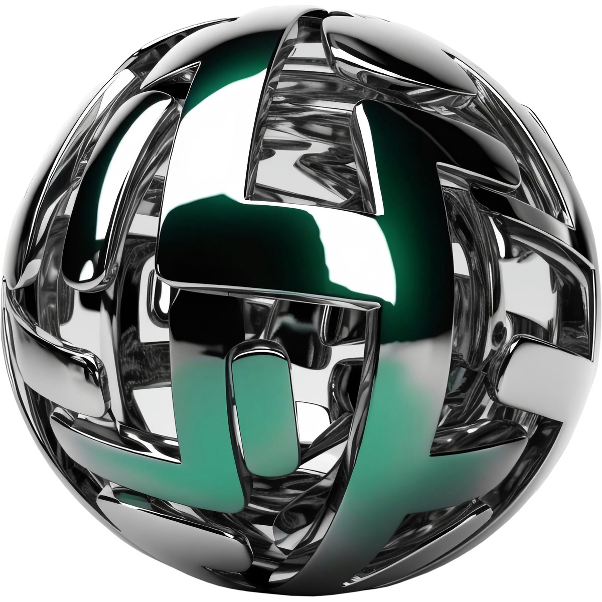 Abstrakte 3d glänzende metallische kugel-Illustration im Metallic-Stil als Download in PNG, SVG