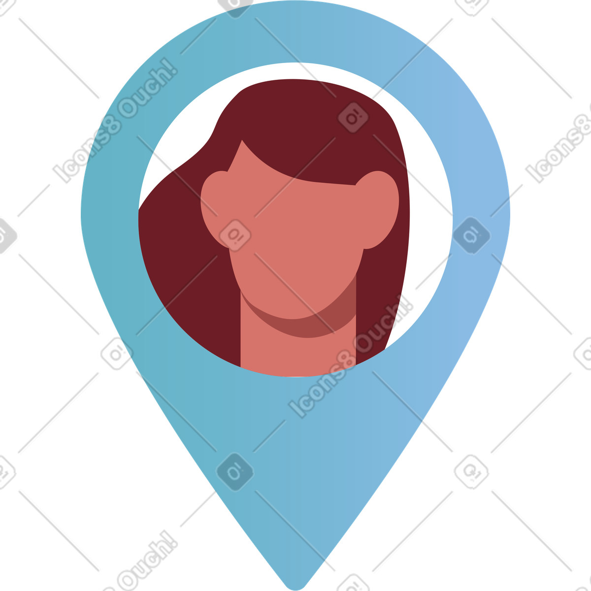 Avatar einer benutzerin im geolokalisierungssymbol-Illustration Airy-Stil als Download in PNG, SVG
