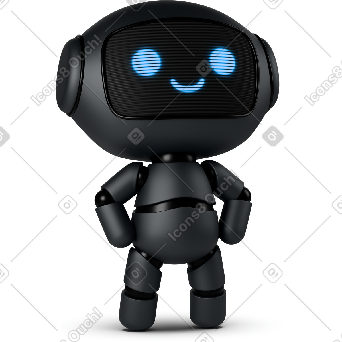 3D Business 스타일의 Black cute robot in hero pose 일러스트레이션 PNG, SVG 다운로드