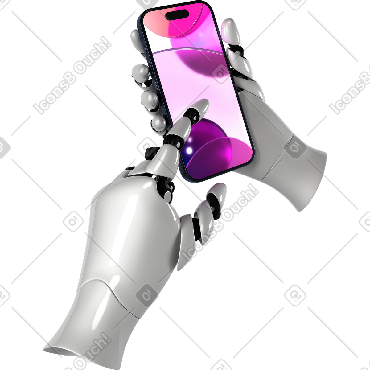 Robot hands with phone illustrazione in stile 3D Business scarica in PNG, SVG