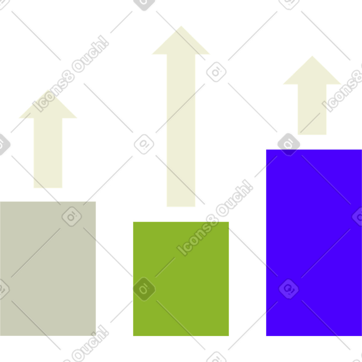 Graph with bars and arrows illustration in PNG, SVG