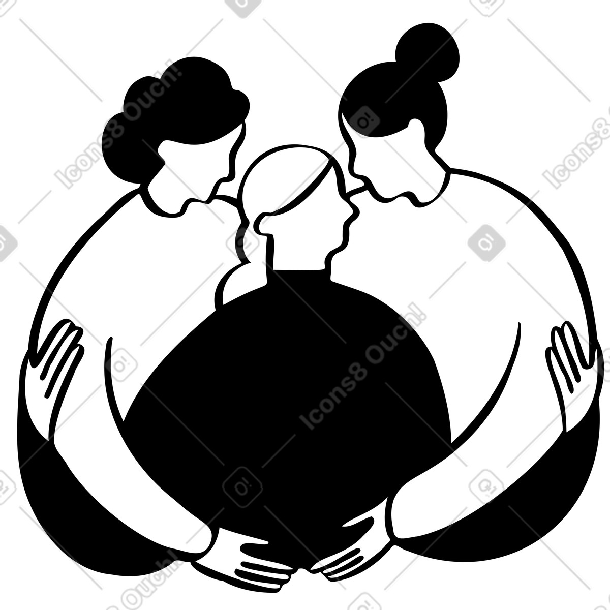 Ilustração de Group hug showing emotional connection, Friendship and support em PNG e SVG
