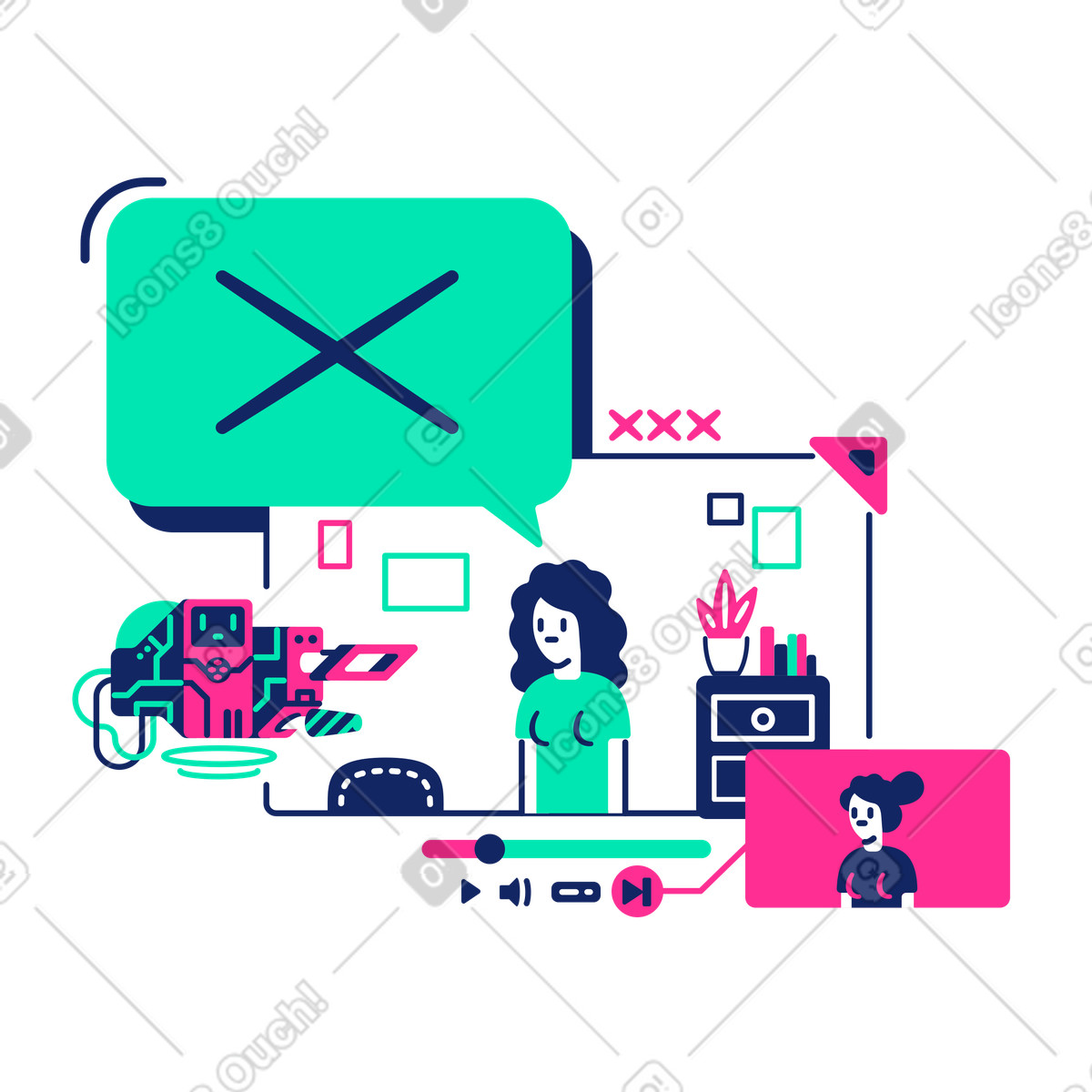 Illustration Sans commentaires dans le style Cyborg à télécharger aux formats PNG, SVG