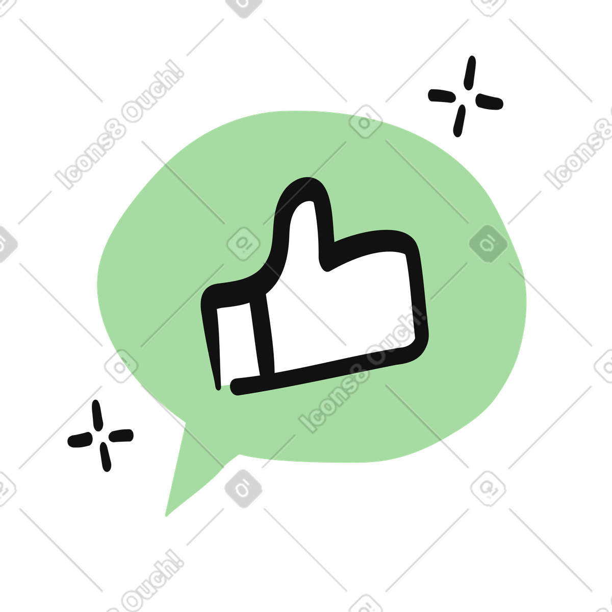 Like thumb up symbol inside green chat message bubble-Illustration im -Stil als Download in PNG, SVG
