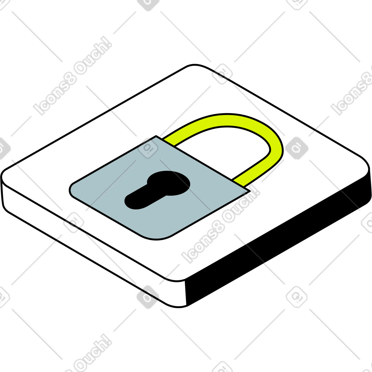 Lock button illustration in Isometric style download in PNG, SVG