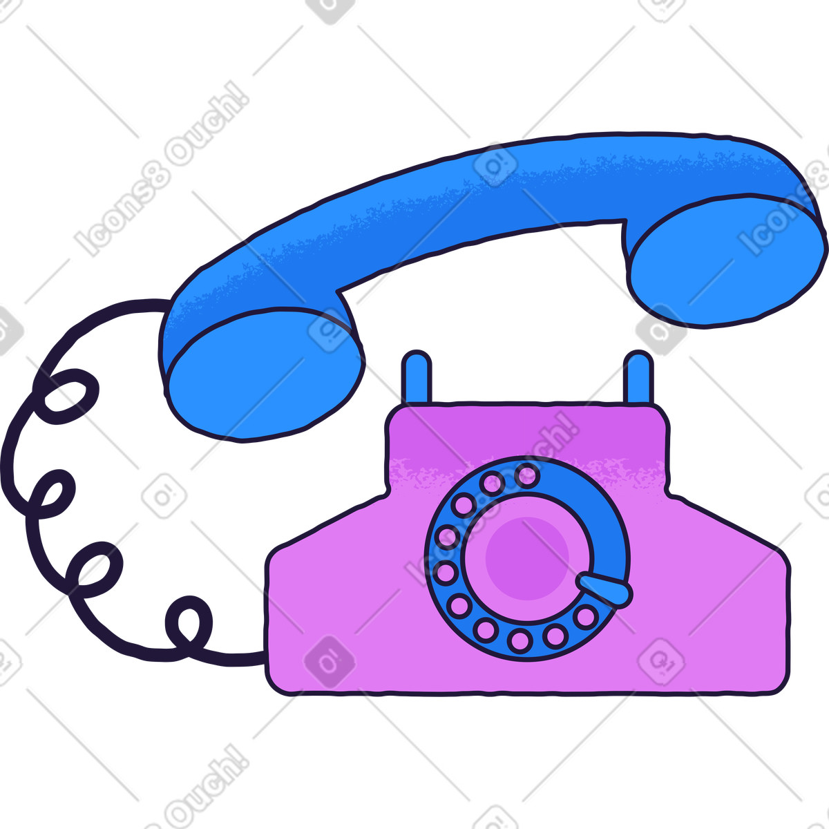 Vecchio telefono illustrazione in stile Conifer scarica in PNG, SVG