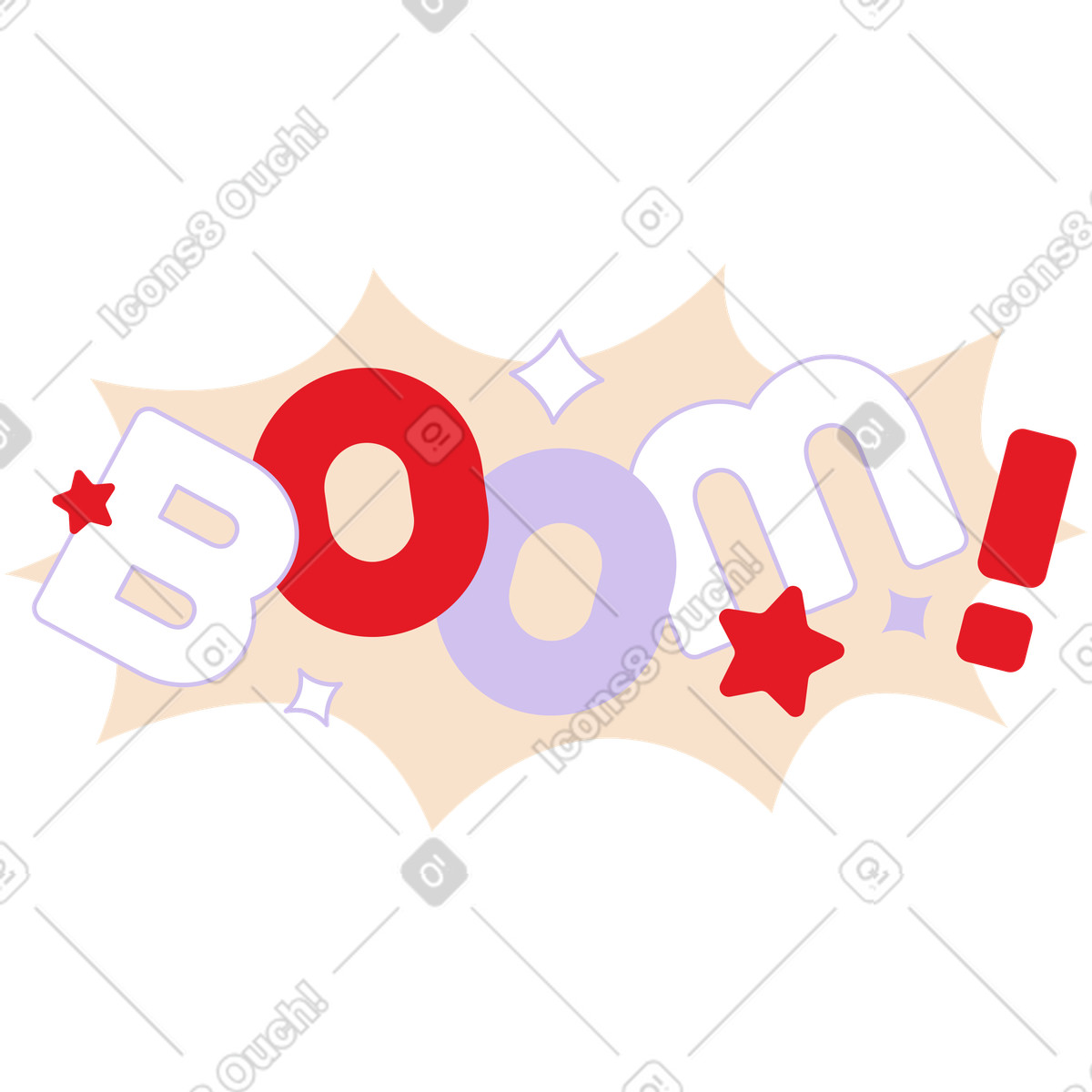 下载 Folks 风格的 Explosion style boom text, Marketing attention graphic 插画，支持 PNG、SVG 格式