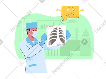 Confused doctor looking at an x-ray image PNG, SVG
