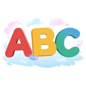 A colorful arrangement of toy blocks is forming the letters "A", "B", and "C" on a playroom floor. The blocks are in various bright colors, including red, blue, yellow, and green, each letter constructed from distinct blocks. The playroom floor has a soft, textured surface in light pastel colors that complements the vibrant blocks. Additionally, there are scattered smaller toys around the letters, adding to the playful atmosphere of the scene.