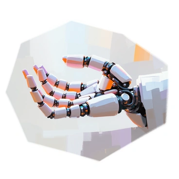 An illustration featuring a biomechanical hand, showcasing intricately designed joints and tendons. The hand is positioned with fingers slightly spread to reveal the complex structures within. Each joint is articulated with visible mechanical components, and the tendons are depicted with fine detail, resembling both organic and robotic elements. The surface of the hand includes a mix of metallic textures and exposed wiring, emphasizing the fusion of biology and technology. The background is neutral to ensure the focus remains on the biomechanical hand.
