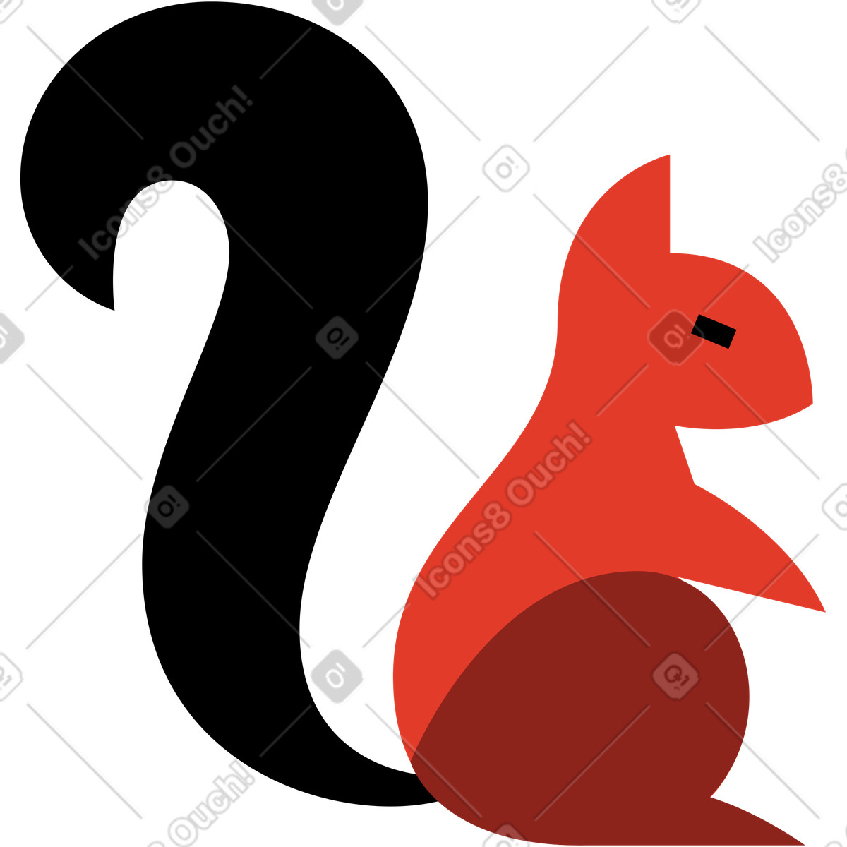 Eichhörnchen-Illustration im Burgundy-Stil als Download in PNG, SVG
