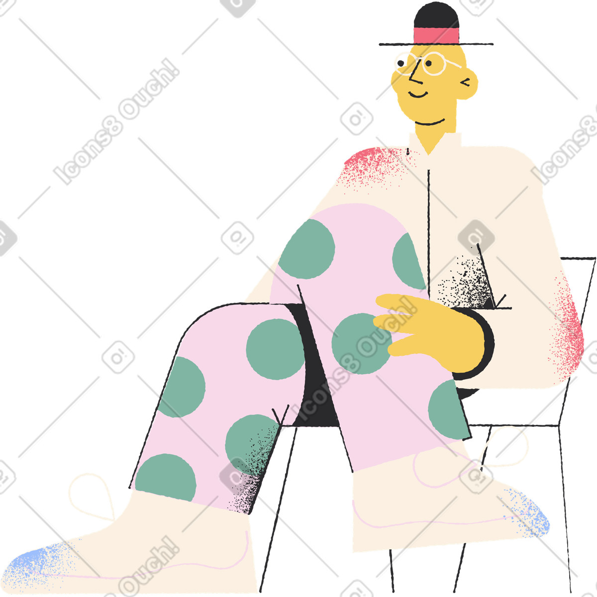 Ilustração de Homem sentado em no estilo Pablo para baixar em PNG, SVG