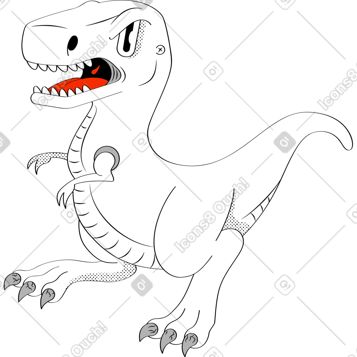 Dinosauro illustrazione in stile Looney scarica in PNG, SVG