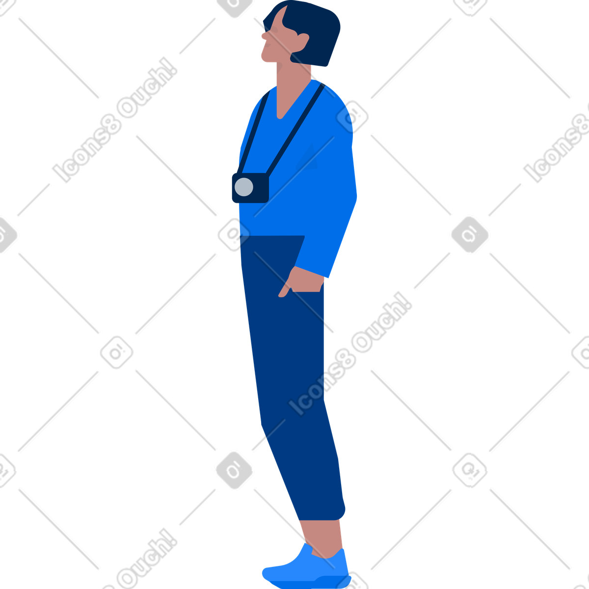 Ilustração de Turista com câmera em pé vista lateral no estilo Urban para baixar PNG, SVG