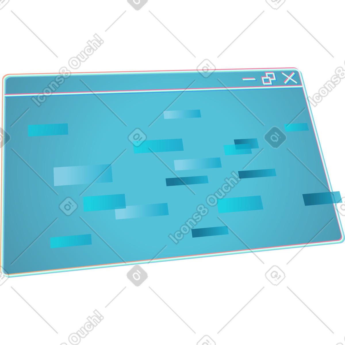 Browser window with pixels illustration in Neon style download in PNG, SVG