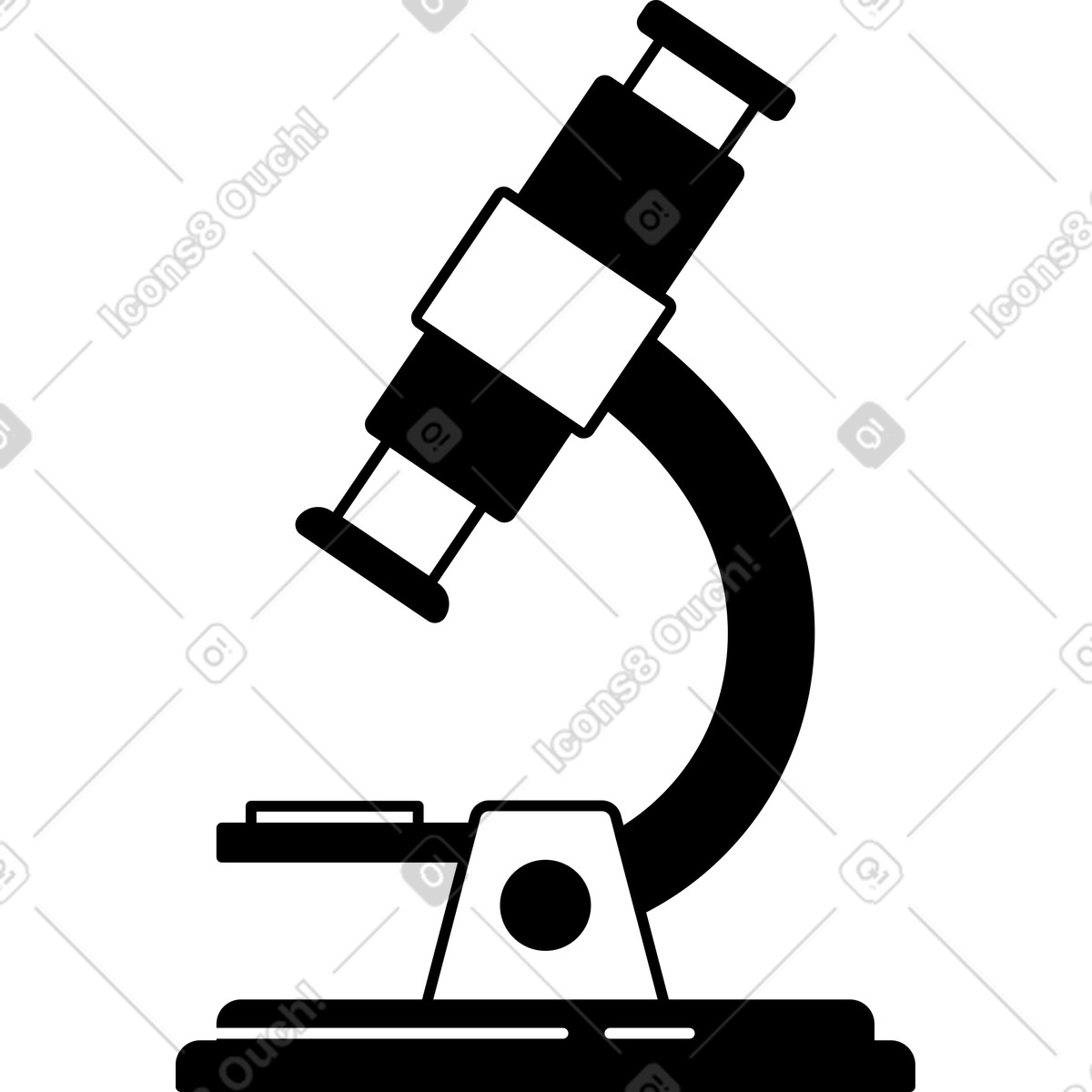 Microscope silhouette with objective lens and curved arm for research-Illustration im Notion Line Art-Stil als Download in PNG, SVG