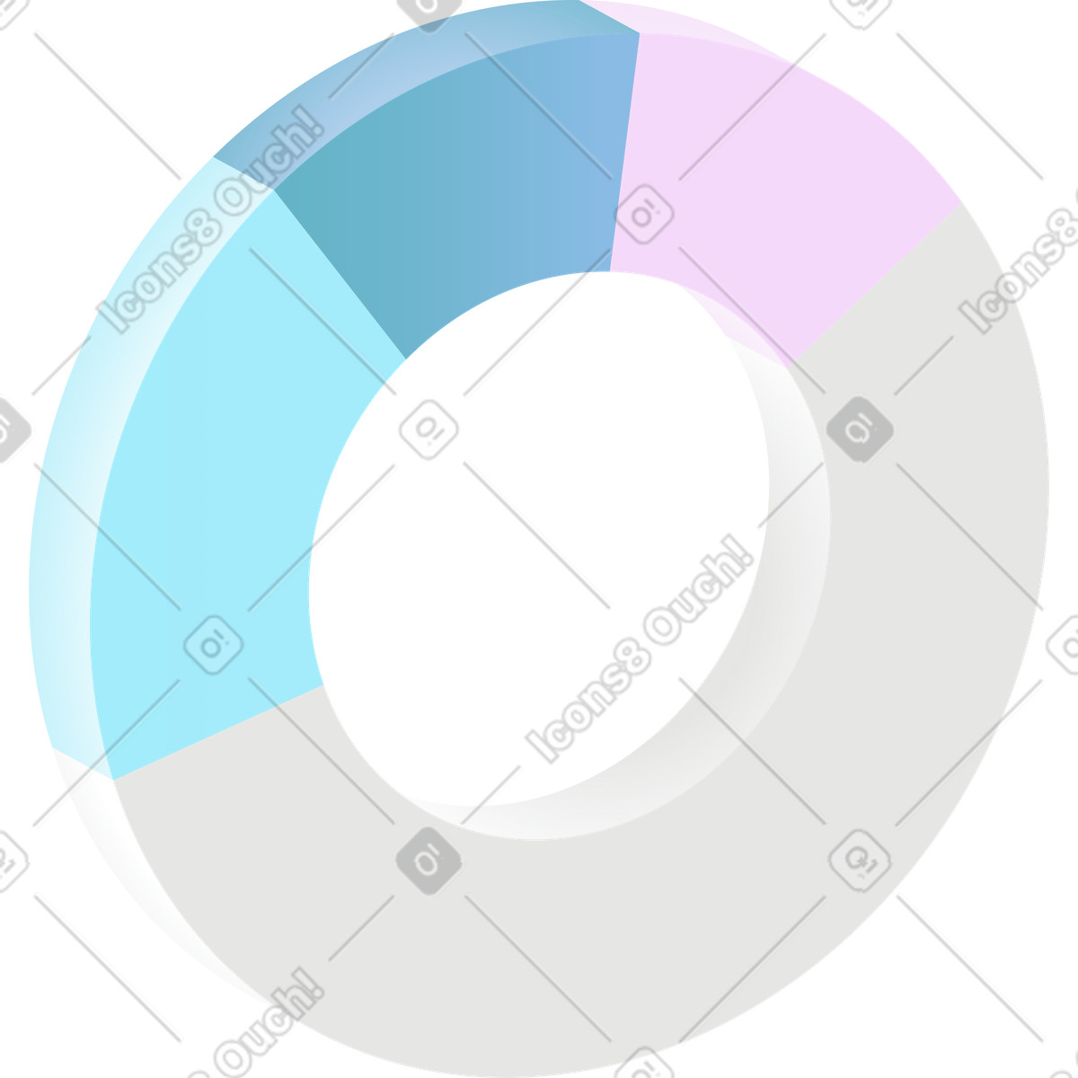Pie chart in 3d volume illustration Airy style download PNG, SVG